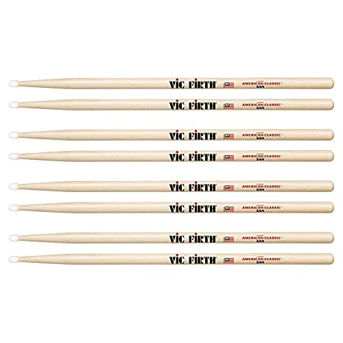 Offerta a tempo: Vic Firth American Classic Series Bacchette per batteria 5AN in hickory americano, punta in nylon, confezione da 4 paia - 0.00% da 40.65 € a 40.65 €