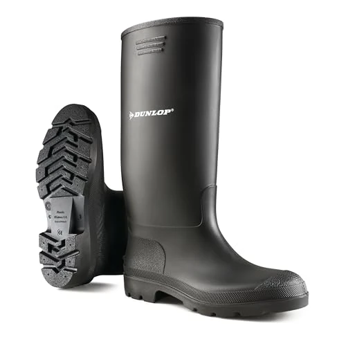 Oferta limitada: DUNLOP Pricemastor – Botas de agua unisex de PVC y caucho – Impermeables con puntera blanda, resistentes a productos químicos, altas y cómodas – Negras – Tallas 35–48 de 17.76 € a 17.76 € (ahorro 0.00%)