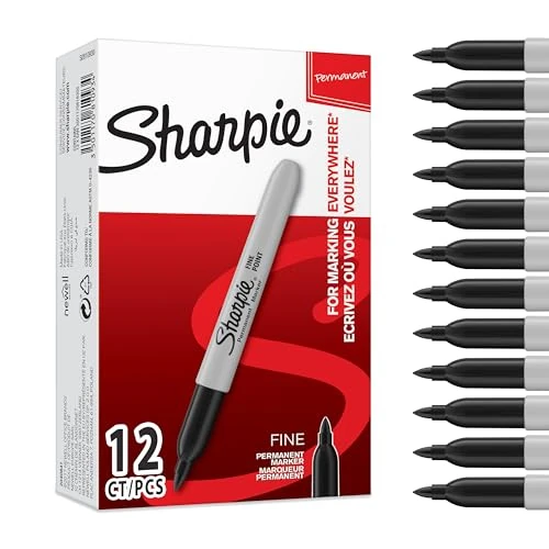 Offre limitée : Sharpie marqueurs indélébiles | pointe fine | encre noir permanent | Boîte de 12 de 13.99 € à 10.59 € (24% de remise)
