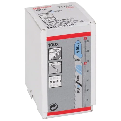 Offre limitée : Bosch 100x Lames de scie sauteuse T 118 A Basic for Metal de 98.81 € à 98.81 € (0.00% de remise)