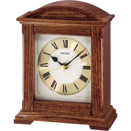 Seiko QXG123B Table Clock Brown Wood (Oak) Creeping Seconds, Brown, S, Modern