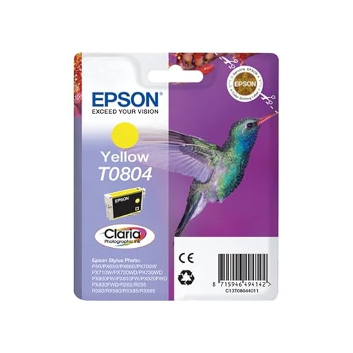Epson T080 Serie Colibrì, Cartuccia Originale Getto d'Inchiostro Claria Photographic, Formato Standard, Giallo