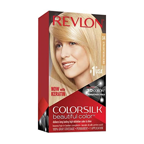 Offerta a tempo: REVLON Colorsilk Colorazione Permanente Capelli Fai-da-te A Casa, Senza Ammoniaca E Arricchita Con Cheratina, 04 - Biondo Naturale Chiarissimo, 130 Millilitro - 39% da 4.90 € a 2.99 €