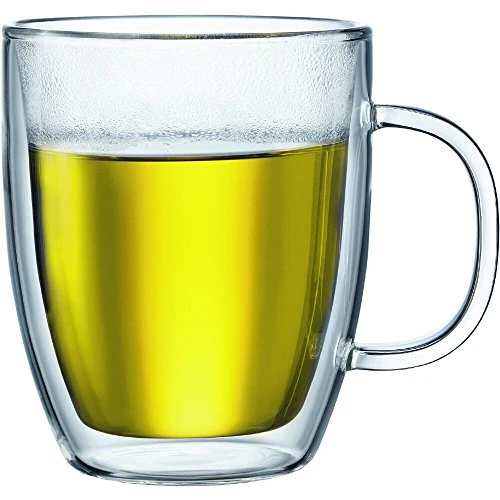 Bodum BISTRO Mugs Double Paroi 2 pièces – 450ml – Tasses à Thé & Café – Verre Borosilicate – Compatible Lave-Vaisselle