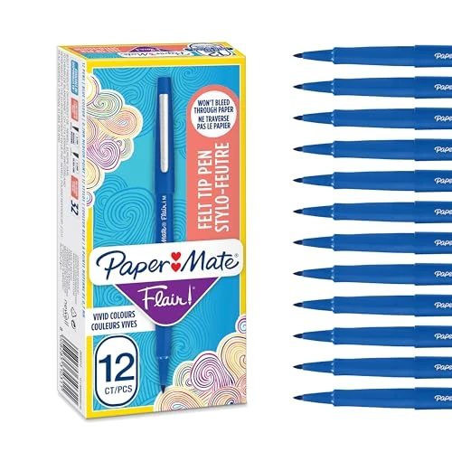 Offerta a tempo: Paper Mate Flair Pennarelli | Punta Media in Feltro (0.7mm) | blu | scatola da 12 - 39% da 26.28 € a 16.10 €