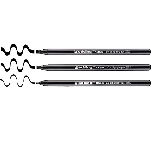 Limited-time offer: edding 1255 calligraphy pen - black - 3 pens - calligraphy nib 2 - 5 mm - fibre pens for paper, wood, terracotta, canvas - hand lettering, bullet journals, thank you cards, calligraphy books from 10.20 £ to 10.20 £ (save 0.0%)