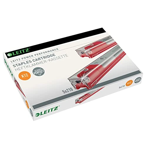 Tijdelijke aanbieding: Leitz 55940000 55940000 Power Performance K12 high-performance inktpatronen voor nietmachines met hoge capaciteit, verzinkt staal, verpakking met 5 patronen, 210 nietjes van 18.02 € naar 18.02 € (0.00% korting)