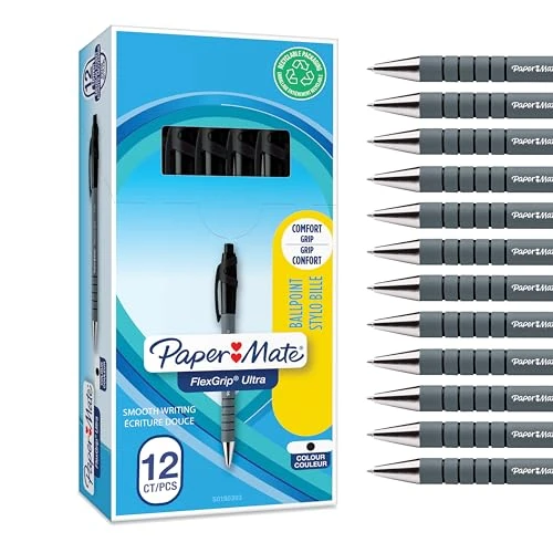 Limited offer: Paper Mate Flexgrip Ultra Retractable Ballpoint Pens | Medium Point (1.0mm) | Black | 12 Count from 36.00 EUR to 21.83 EUR (save 39%)