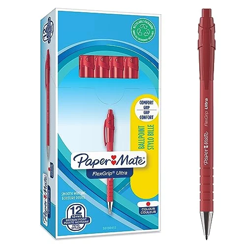 Tijdelijke aanbieding: Paper Mate Flexgrip Ultra-balpen | medium punt (1,0 mm) | rood | doos met 12 stuks van 23.49 € naar 17.69 € (25% korting)