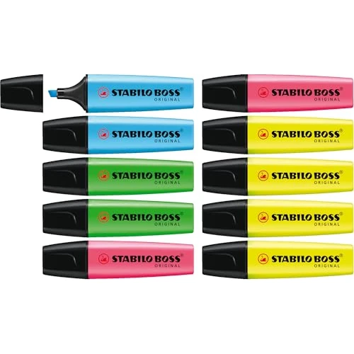 Limited-time offer: STABILO BOSS ORIGINAL - Highlighter - Pack of 10 - Yellow, Blue, Green, Pink from 11.46 £ to 11.46 £ (save 0.00%)