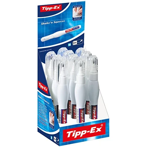 Offerta a tempo: Tipp-Ex Shake'n Squeeze Correttore a Penna 8 ml con Punta di Precisione in Metallo e Liquido ad Asciugatura Rapida - Espositore da Banco da 10 - 39% da 22.21 € a 13.64 €