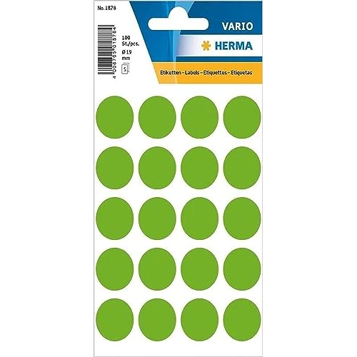 Offerta a tempo: Herma | Etichette multiuso, rotonde, diametro 8 mm, 540 pezzi 19 mm rund Papier, 100 Stück, grün grün/matt - 0.00% da 5.31 € a 5.31 €