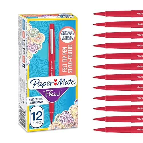 Oferta ograniczona: Paper Mate Flair S0190993 Markery Filcowe, Czerwony, 12 sztuk z 41.53 EUR na 41.53 EUR (znizka 0%)