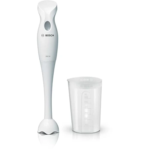 Offerta a tempo: Bosch Frullatore a Immersione MSM6B150, 300W, Impugnatura ergonomica, Facile da usare, Lama Acciaio Inox, Piede frullatore Removibile Lavabile in Lavastoviglie, Bicchiere graduato Incluso, Bianco - 53% da 39.90 € a 18.57 €