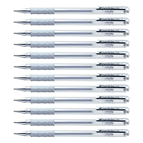 Pentel K118-Z Hybrid Gel Metallic Grip Rollerball met gepigmenteerde inkt, verpakking van 1 stuk, zilver