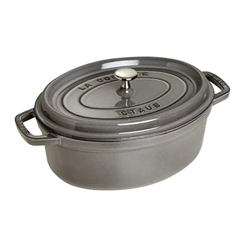 STAUB Cast Iron Roaster/Cocotte, Oval, 37 cm, 8 L, Graphite Grey