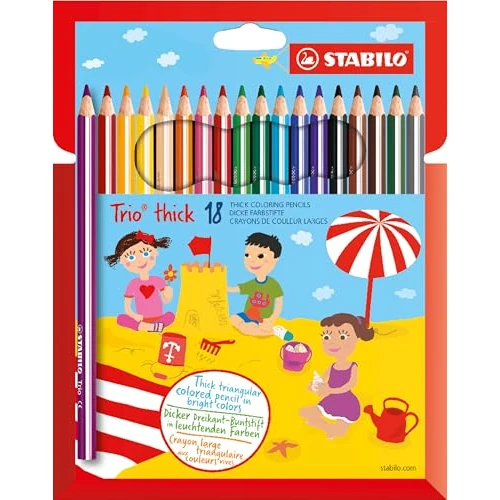 Limited-time offer: STABILO Trio thick - Triangular Colouring Pencil - Pack of 18 - Assorted Colours from 9.37 £ to 9.37 £ (save 0.00%)