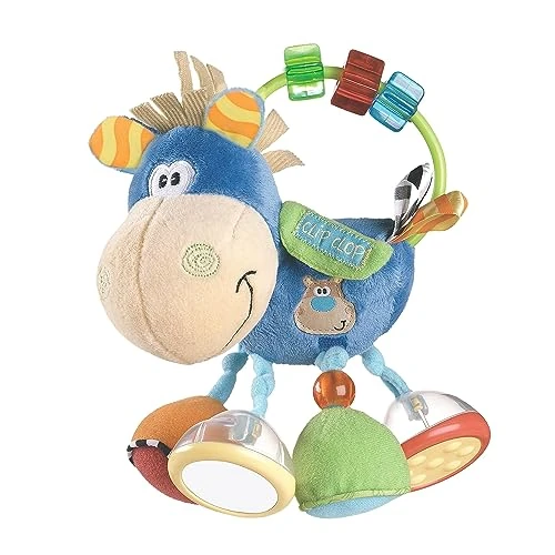 Playgro Pluchen activiteitenrammelaar, educatief speelgoed, vanaf 3 maanden, BPA-vrij, Playgro Toy Box Clip Clop, blauw/veelkleurig, 40016