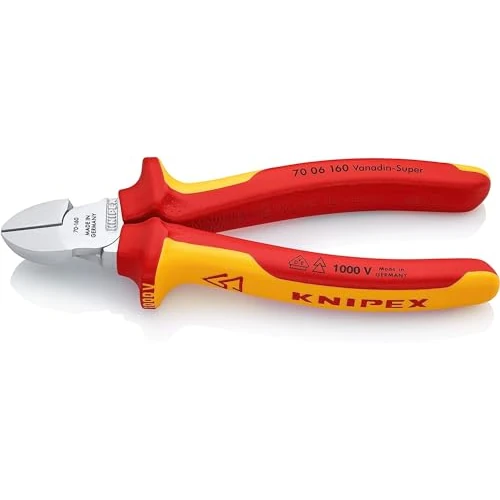 KNIPEX Diagonal Cutter Self-Service Card Chrome-Plated Insulated with Multi-Component Grips, VDE-Tested 160 mm, 70 06 160 SB