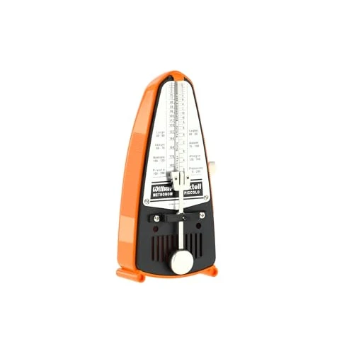 Wittner Metrónomo Taktell Piccolo Serie 830 - Carcasa de plástico - Sin campana - Naranja - Mecánico con cuerda - No se requieren baterías - Hecho en Alemania