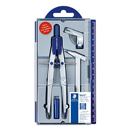 Offerta a tempo: Staedtler Noris Club 550 01 - Set compasso con vite centrale Con prolunga/adattatore universale/scatola portacavi Aluminium - 39% da 20.85 € a 12.66 €
