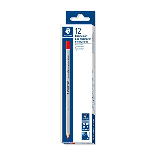 Staedtler Lumocolor - Matite Colorate Rosse, Set Matite da Disegno per Cancelleria Scuola Università Ufficio e Cartoleria, Matite Cancellabili e Lavabili dai Tessuti - Materiale Scolastico, 12 Pezzi