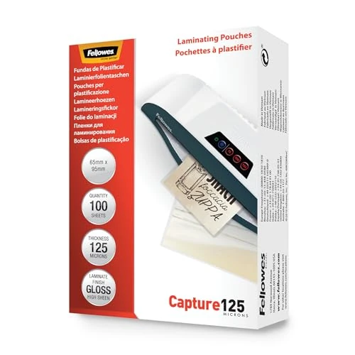 Limited-time offer: Fellowes Laminating Pouches (65x95mm) - Gloss Finish - 100 Sheets, 250 Micron (2x125) Clear & Durable Laminating Pouch - Ideal for Photos, ID Cards & Small Documents from 3.99 £ to 3.99 £ (save 0.00%)