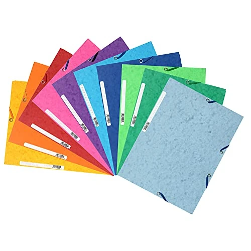 Offre limitée : Exacompta - Réf. 55510E - Paquet de 10 chemises à élastiques - pochettes 3 rabats - en carte lustrée 400 g/m2 - dimensions 24 x 32 cm pour documents au format A4 - 10 couleurs assorties de 9.99 € à 9.99 € (0.00% de remise)