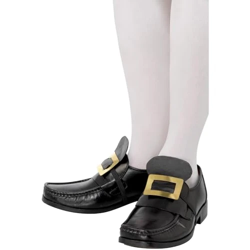 SMIFFYS Scarpe con fibbia di metallo delle vecchie storie inglesi, oro con strappo elastico Halloween, Carnevale