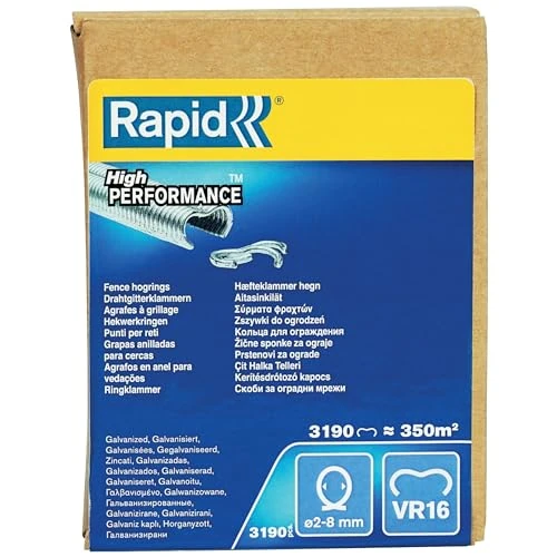 Rapid VR16 Confezione da 3190 Anelli di Fissaggio in Acciaio Zincato con Rivestimento in PET Verde per Recinzioni e Reti Metalliche da 2 - 8 mm