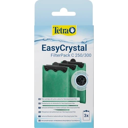 Tetra EasyCrystal Filter Pack C250/300 - Materiale filtrante con carbone attivo, cuscinetti filtranti per filtri interni EasyCrystal - Per acquari da 15 - 60 litri, 3 pezzi, verde