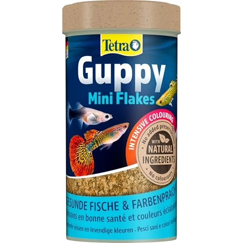 Tetra Guppy Mini Flakes karma dla ryb – zrównoważona, bogata w składniki odżywcze karma płatkowa dla gupików, puszka 250 ml