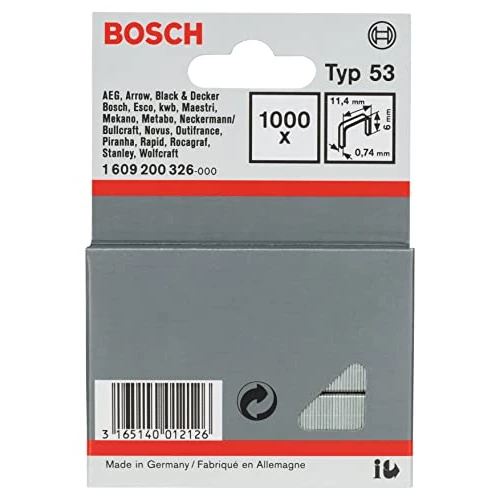 Oferta limitada: Bosch 1000x Grapas de alambre fino (Longitud 6 mm,) de 7.56 € a 5.90 € (ahorro 22%)