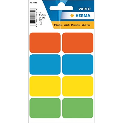HERMA Multi-purpose labels 26x40 mm colours assorted 40 pcs. - Etiqueta autoadhesiva (26x40 mm)