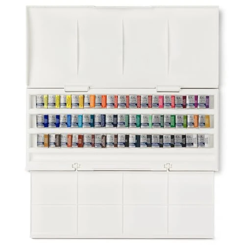 Winsor & Newton, Cotman Watercolour, 'Studio Set', 45 x Half Pans + 1 x Cotman Watercolour Round Brush