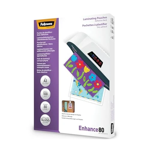 Offerta a tempo: Fellowes Peel & Stick Confezione Pellicole di Laminazione da 160 Micron, A3, Trasparente, 297x420 mm, 100 Pezzi - 0.00% da 86.02 € a 86.02 €