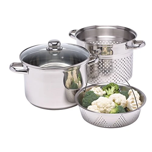 Offerta a tempo: Kitchen Craft Italian Collection Pentola per pasta in acciaio INOX con inserto per cottura al vapore, 20 cm - 35% da 75.75 € a 49.59 €