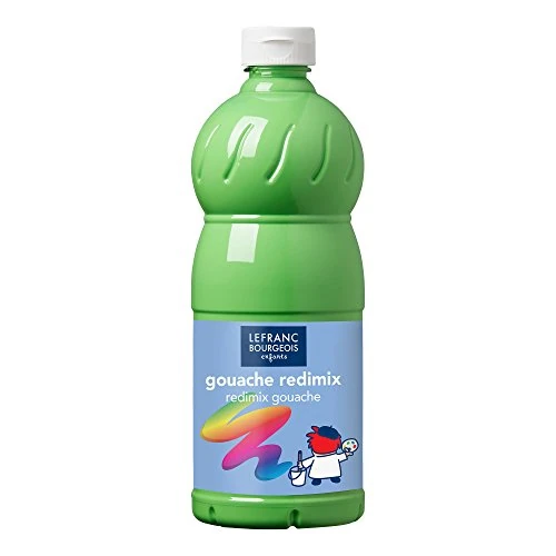 Lefranc & Bourgeois 188035 Children's Ready-to-Use Liquid Tempera Redimix Gouache Paint, 1000 ml Bottle, Light Green