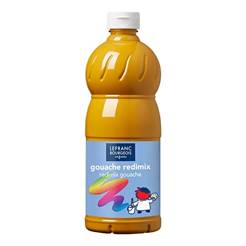 Lefranc Bourgeois 188036 Redimix Tempera Farbe - Gelber Ocker - 1000 ml – Flüssige Gouachefarbe, hohe Deckkraft, wasserbasiert