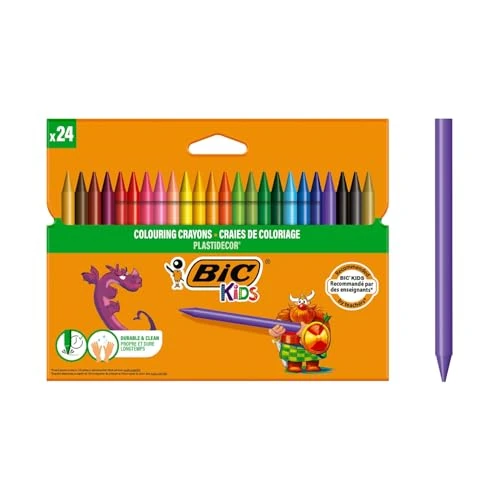 Limited-time offer: BIC Kids Plastidecor Colouring Crayons, Crayons for Drawing and Crafts, Assorted Colours, Pack Of 24 from 5.65 GBP to 4.79 GBP (save 15%)