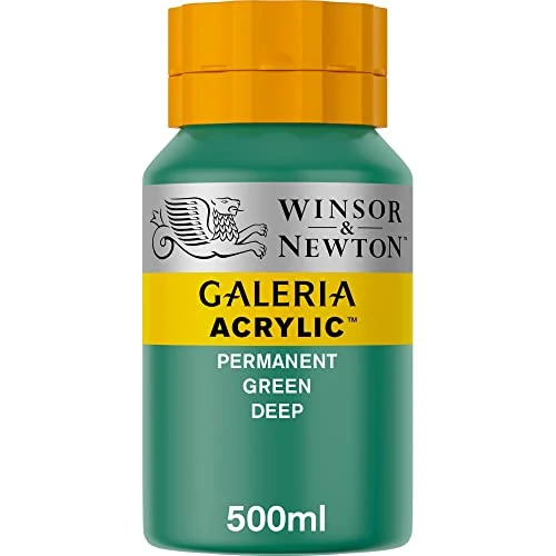 Winsor & Newton Galería - Pintura Acrílica , 500 ml, Verde (Permanent Green Deep)