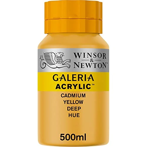 Winsor & Newton 2150115 Galeria Acrylfarbe, hohe Pigmentierung, lichtecht, buttrige Konsistenz, 500 ml Topf - Kadmiumgelb Dunkel