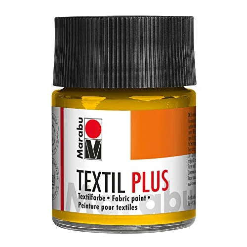 Marabu 17150005021 – Textil Plus średni żółty 50 ml, całkowicie kryjąca farba do tkanin ciemnych, nadaje się do malowania tkanin i druku na tkaninach, po utrwaleniu odporna na pranie w temperaturze do