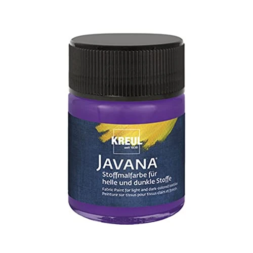 KREUL 91957 - Peinture pour tissu Javana pour tissus clairs et foncés, 50 ml verre violet, caractère pâteux, pour tamponner et pochoiriser, résistant au lavage après fixation