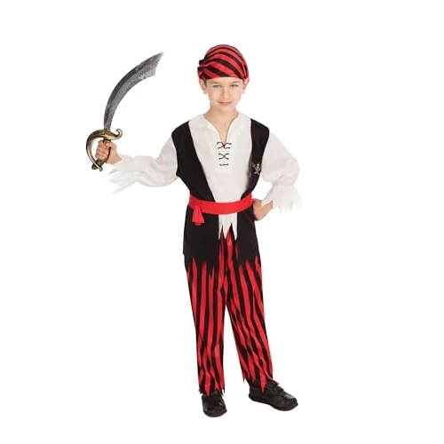 Offerta a tempo: Fancy Me Ragazzi 4 Pezzo Rosso Nero Pirata Party Giornata Mondiale del Libro Settimana Halloween Costume da Carnevale Vestito 4-12 Anni - 10-12 Years - 0.00% da 13.99 € a 13.99 €
