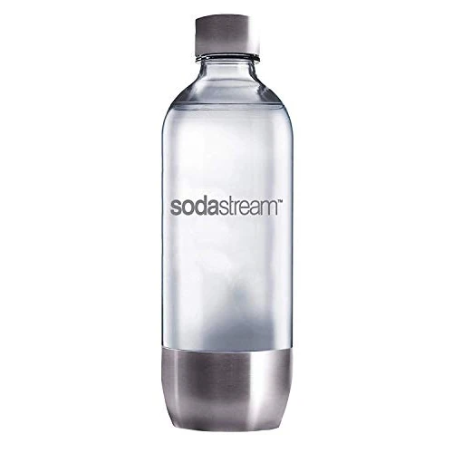 SodaStream - Hoogwaardige 1 liter PET-fles met roestvrijstalen bodem en deksel - universeel inzetbaar SodaStream waterbubbler met plastic fles BPA VRIJ