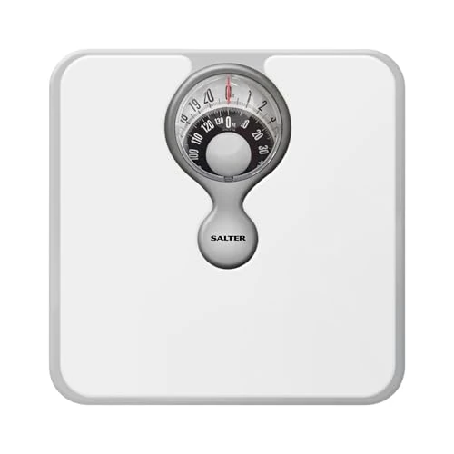 Offerta a tempo: Salter Bilancia Meccanica da Bagno – Bilancia Pesa Persona Analogica, Quadrante con Lente d’Ingrandimento, Portata Massima 133 KG, Design Monocromatico, Senza Batterie, Colore Bianco - 0.00% da 18.16 € a 18.16 €