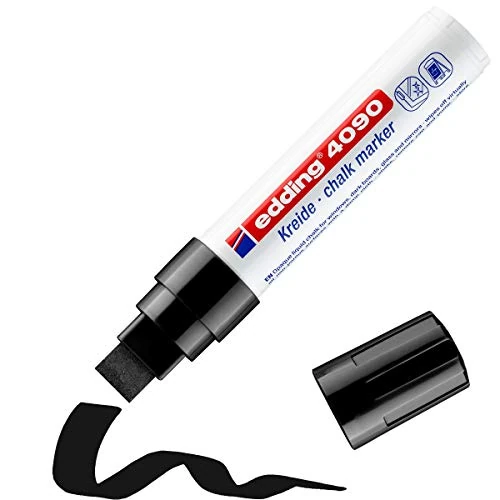 Limited-time offer: edding 4090 krijtmarker - zwart - 1 krijtstift - beitelvormige punt 4-15 mm - krijtstift voor borden, uitwisbaar - voor het schrijven op ruiten, glas, spiegels - bordstift met dekkende kleuren from $24.33 to $24.33 (save 0.00%)