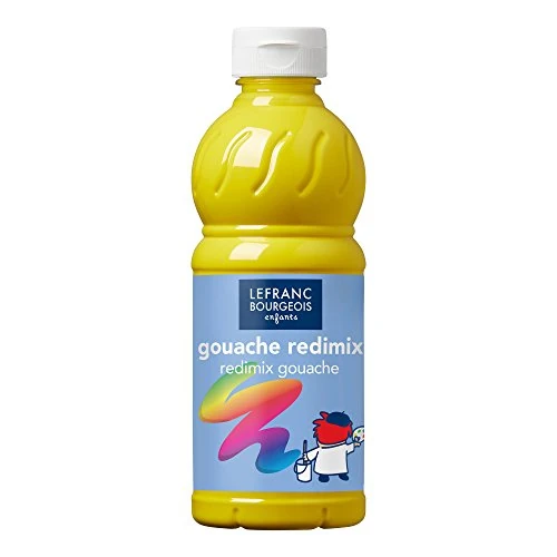 Lefranc Bourgeois - Gouache liquide Redimix pour enfants - Bouteille 500ml - Jaune primaire