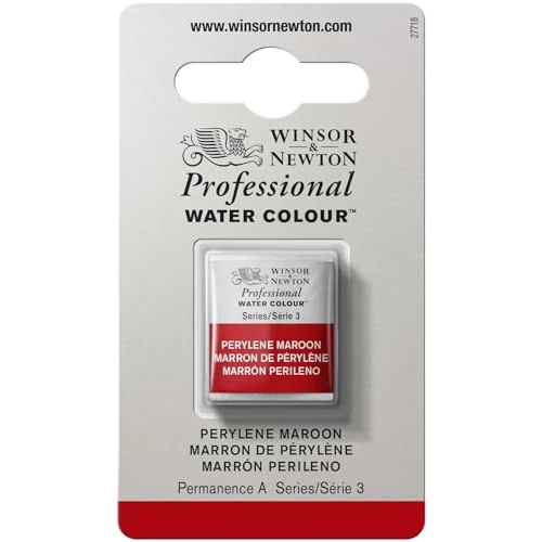 Winsor & Newton 0101507 Farba akwarelowa Professional Watercolour, żywe farby wodne o artystycznej jakości, wysoka czystość kolorów i jasność, odporna na światło, półkostka - Perylene Maroon
